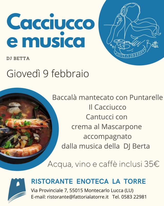 Per prenotazioni: 
📞Tel. 0583 22981 
📧 e-mail: ristorante@fattorialatorre.it